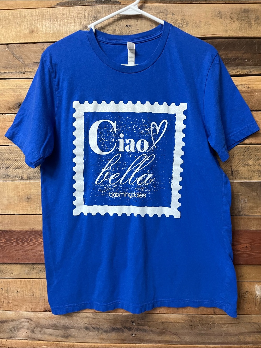 Canvas Royal Blue Short Sleeve 'Ciao Bella Bloomingdales' Graphic Tee